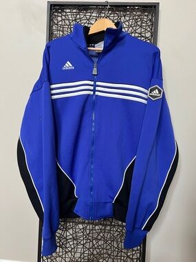 vintage Y2K 90s Adidas soccer track jacket Royal Blue Black White Unisex/Mens L